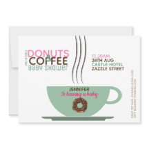 COFFEE-DONUTS Baby Shower-inbjudan Rosa Turq