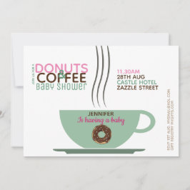 COFFEE-DONUTS Baby Shower-inbjudan Rosa Turq Inbjudningar