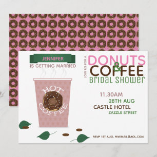 COFFEE DONUTS Inbjudningskort för möhippan Rosa Gr