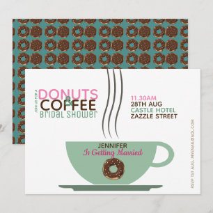COFFEE DONUTS Inbjudningskort för möhippan Rosa Tu