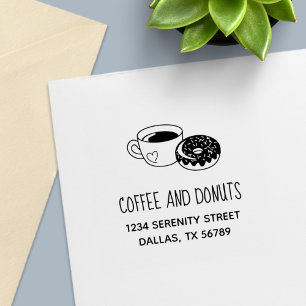 Coffee Donuts Shop Business Adress Självfärgande Stämpel