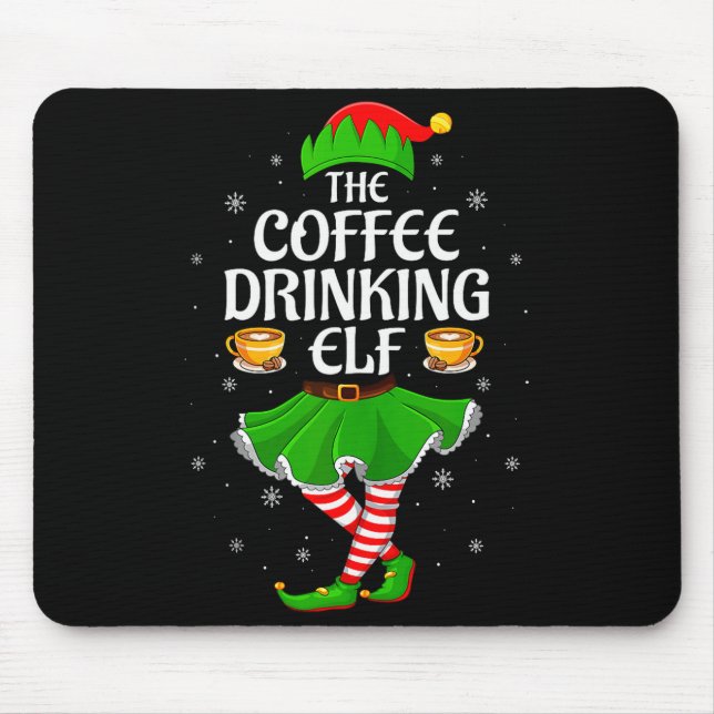 Coffee Drinking Elf Christmas Girls Women Elf Squa Musmatta (Framsidan)