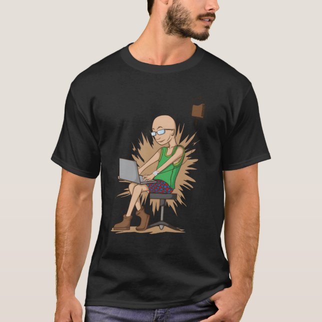 Coffee drinking Nerd chopping hangs on Coffee Drip T Shirt (Framsida)