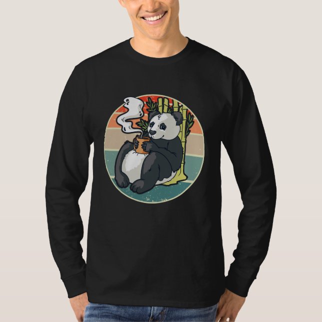 Coffee drinking panda t shirt (Framsida)