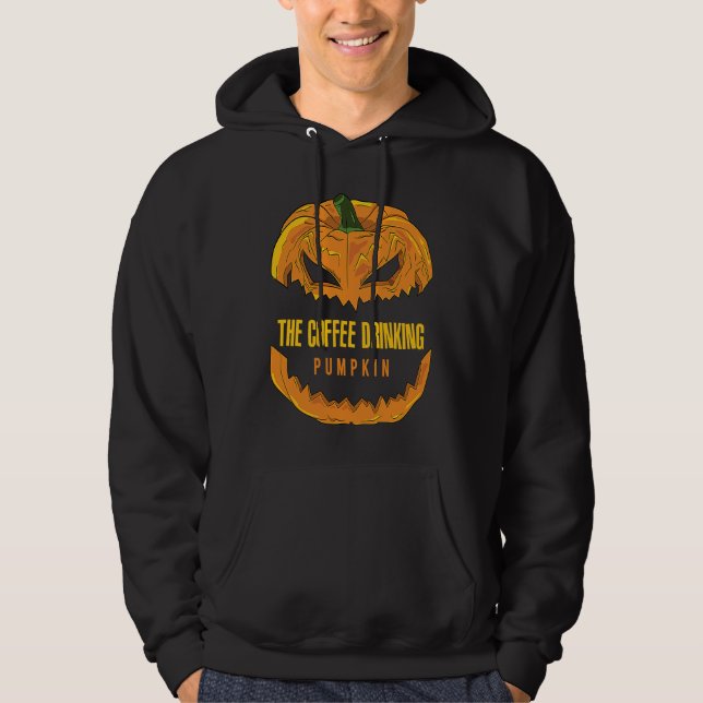 Coffee Drinking Pumpkin Matching Family Group Hall Hoodie (Framsida)