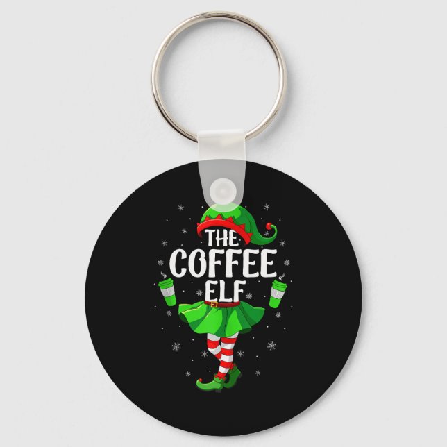 Coffee Elf Christmas Girls Women Elf Squad Xmas Fa Nyckelring (Framsida)