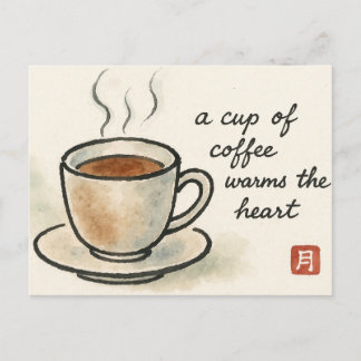 Coffee Etegami Postcard Vykort