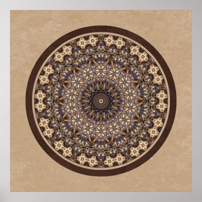 Coffee Färg Abstrakt Mandala Poster (Framsidan)