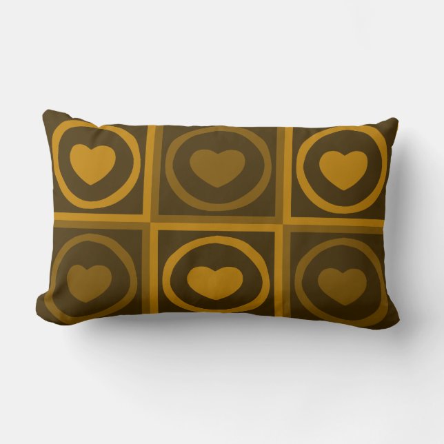 Coffee Färg Hearts Pillow Lumbarkudde (Framsida)