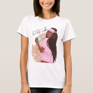 Coffee Faux Glitter Girl Hair Ro Guld Rosa T Shirt