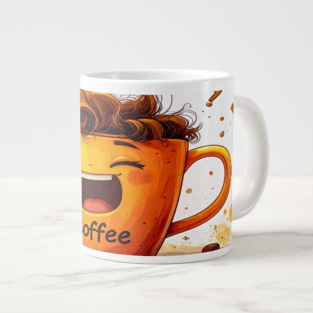 Coffee First Adulting Second Funny Coffee Mug Jumbo Mugg (Framsida höger)