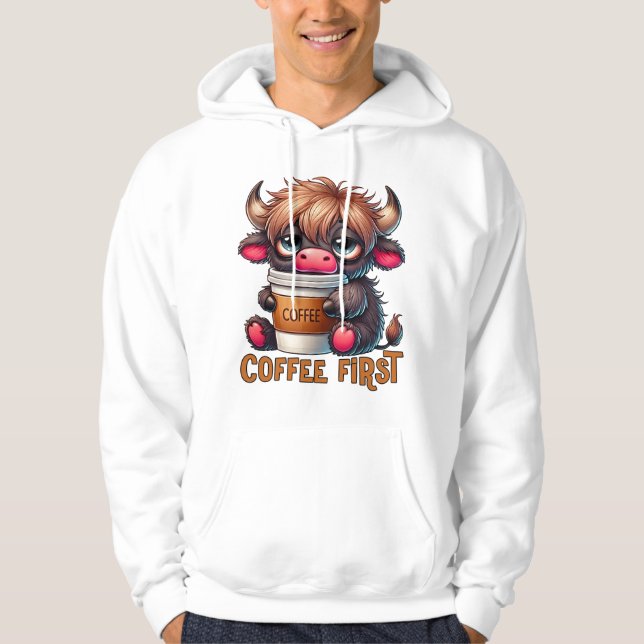 Coffee First Coffee Lover Gifts  Hoodie (Framsida)