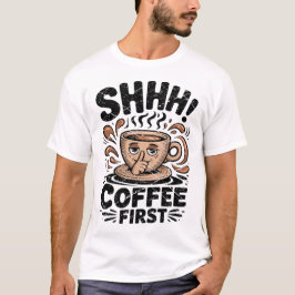 Coffee First Funny Coffee Lovers Vintage Shhh Tees T Shirt