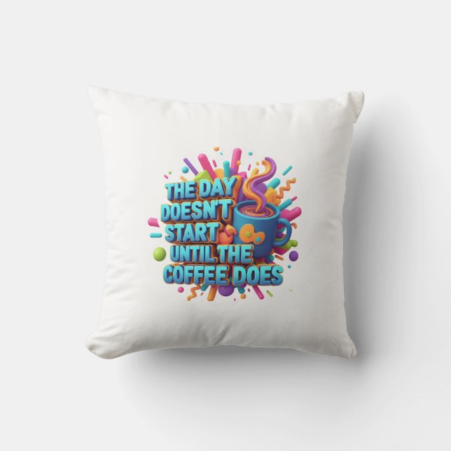 Coffee First Morning Sticker Kudde (Framsida)