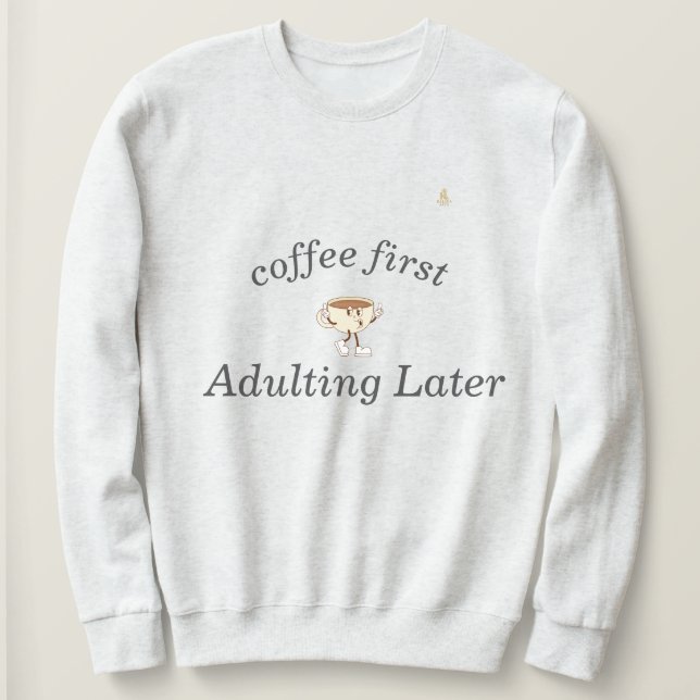Coffee First Tee – Funny & Tren (Design framsida)