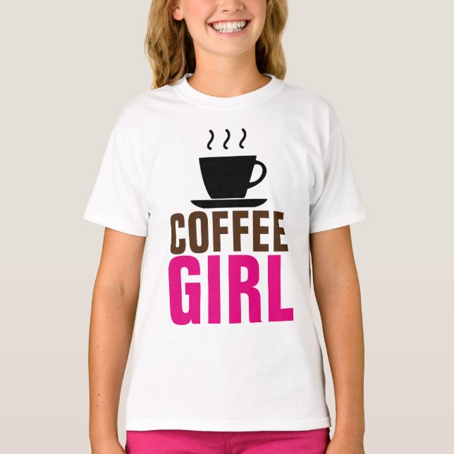 COFFEE Flicka BARN TONÅRING T-SHIRTAR T Shirt (Framsida)