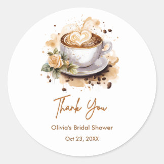 Coffee Floral Love is Brewing Bridal Shower Runt Klistermärke