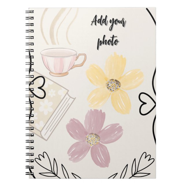 Coffee & Flowers Spiral Notebook for Book Lovers Anteckningsbok (Framsidan)