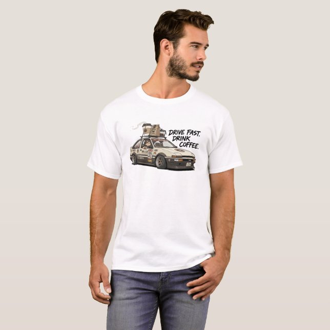 Coffee Fueled Car Enthusiast T-Shirt (Hel framsida)