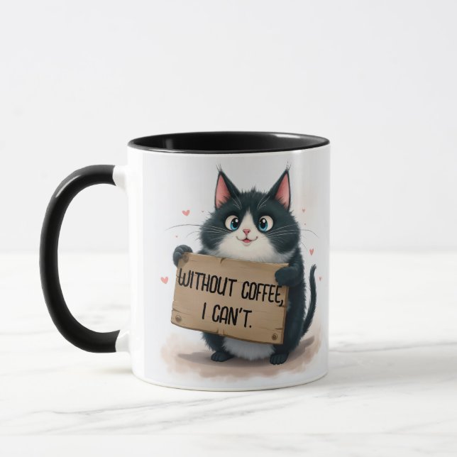 Coffee Fun Quotes With Cat Mugg (Vänster)