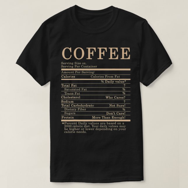 Coffee Funny Nutrition Facts Thanksgiving Christma T Shirt (Design framsida)