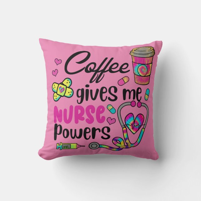 Coffee Ge Me Nurse Powers Kudde (Framsida)