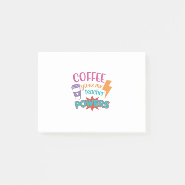 Coffee Ge me Teacher power, Back to school Post-it Block (Framsida)