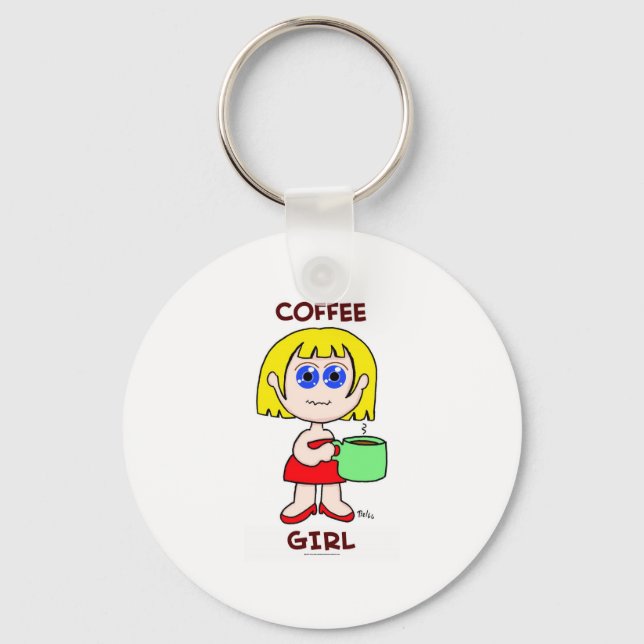 COFFEE GIRL - BLONDE HAIR NYCKELRING (Framsida)