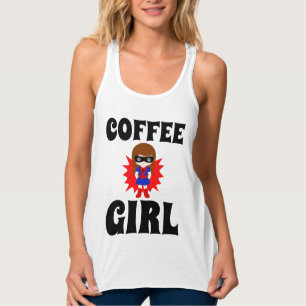 COFFEE GIRL, Funny Dam T-shirts Linne Med Racerback