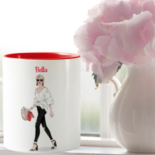 Coffee Girl Paris Mode Personlig Anpassningsbar Co Två-Tonad Mugg