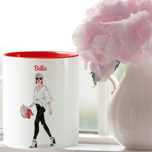 Coffee Girl Paris Mode Personlig Anpassningsbar Co Två-Tonad Mugg (Skapare uppladdad)