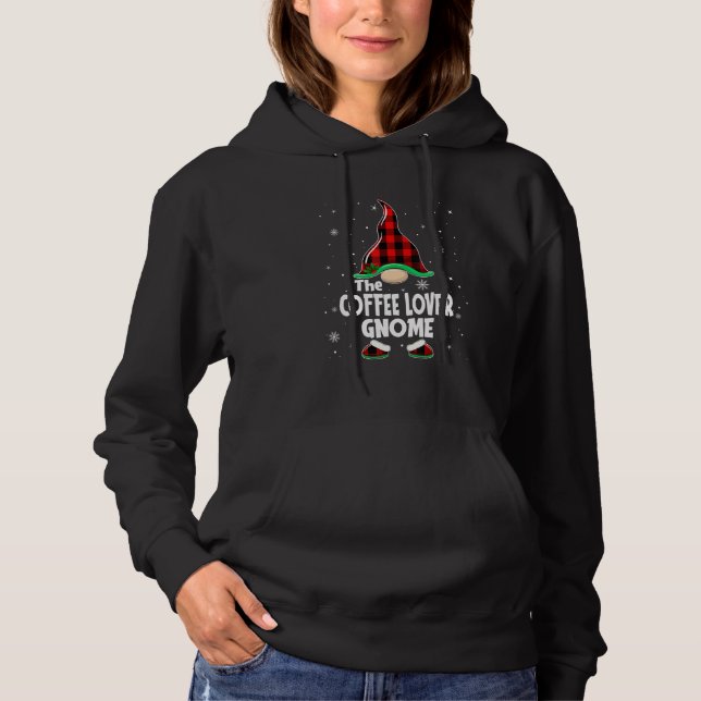 Coffee Gnome Buffalo Plaid Matching Family Christm T Shirt (Framsida)