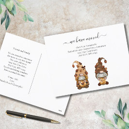 Coffee Gnome Flytta New Home Notification Postcard Helg Vykort