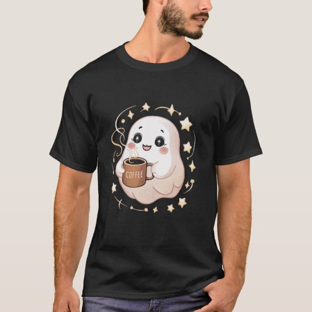 Coffee Halloween Spooky Caffeine CoffeholTrick T Shirt (Framsida)