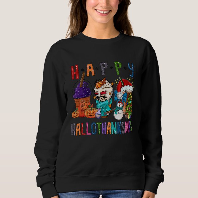 Coffee Halloween Thanksgiving Christmas Happy Hall T Shirt (Framsida)
