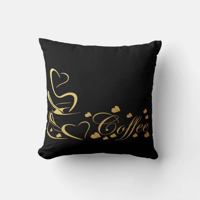 Coffee Heart Gold Kudde (Framsida)