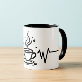 Coffee Heartbeat One-Line Art Mug Mugg
