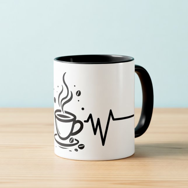 Coffee Heartbeat One-Line Art Mug Mugg (Skapare uppladdad)