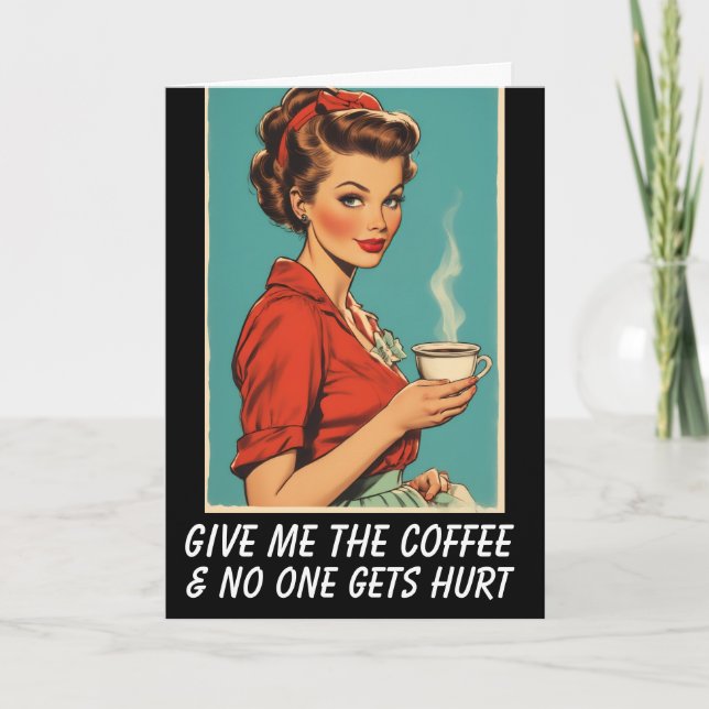COFFEE HELLO RETRO HOUSEWIFE Greeting Card Kort (Framsida)