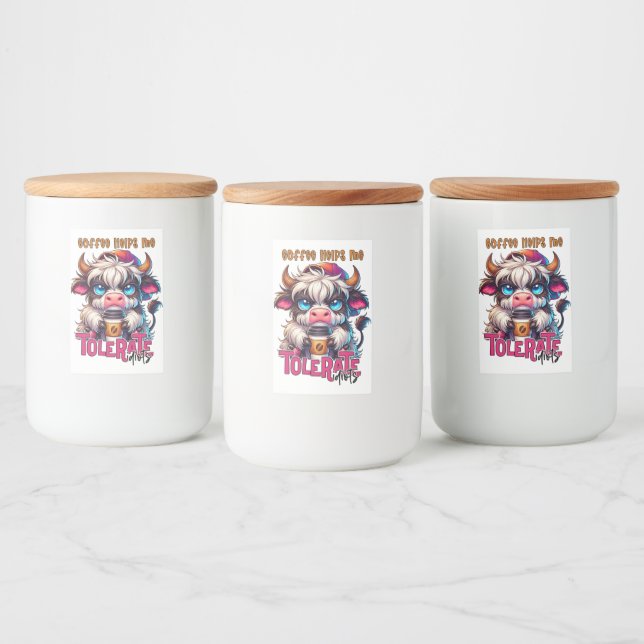 Coffee Helps Me Tolerate Idiots  Mat Etikett (Flaskor)