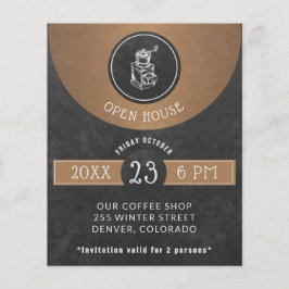 Coffee House Logotyp Open House Copper and Black Flygblad