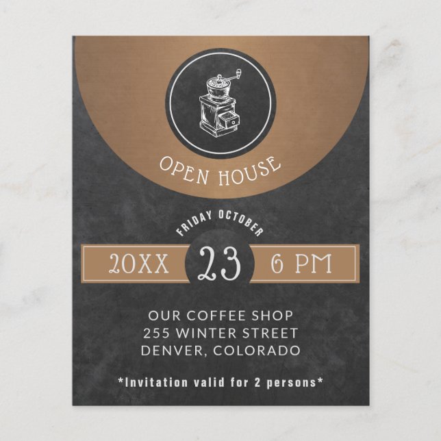 Coffee House Logotyp Open House Copper and Black Flygblad (Framsidan)