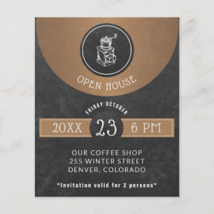 Coffee House Logotyp Open House Copper and Black Flygblad
