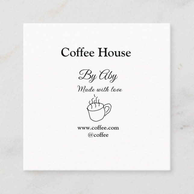 Coffee house made with love add text website socia fyrkantigt visitkort (Framsida)