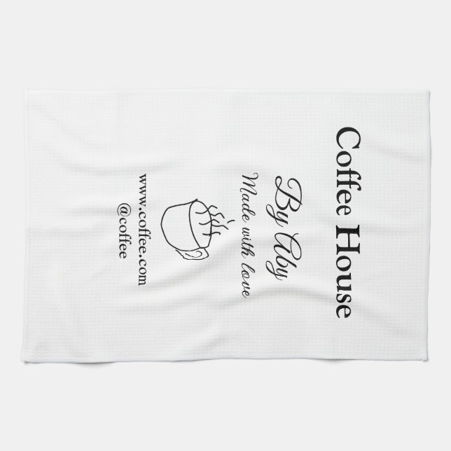 Coffee house made with love add text website socia kökshandduk (Horisontell)