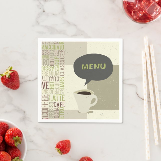 Coffee House Menu Papper Napkins Pappersservett (Skapare uppladdad)