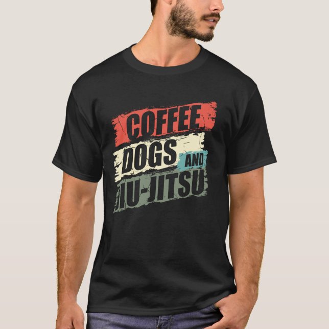 Coffee Hundar Jiu Jitsu BJJ Hundar 2 T Shirt (Framsida)