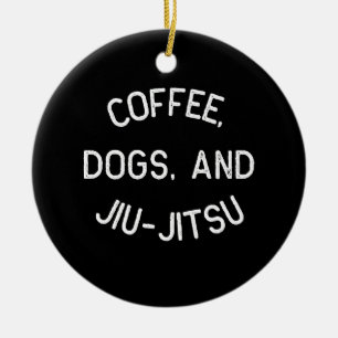 Coffee Hundar Jiu Jitsu for BJJ, Jujitsu Gift Julgransprydnad Keramik