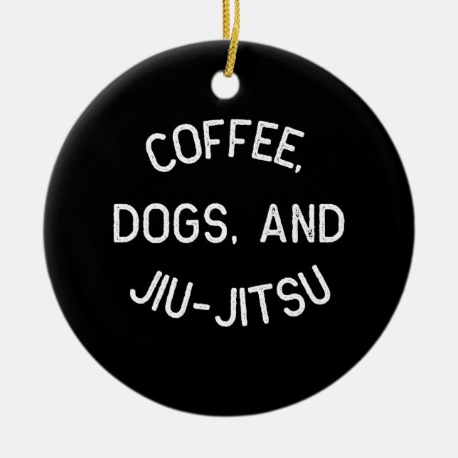 Coffee Hundar Jiu Jitsu for BJJ, Jujitsu Gift Julgransprydnad Keramik (Framsidan)