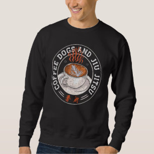 Coffee Hundar Jiu Jitsu för BJJ Jujitsu Lång Ärmad Tröja
